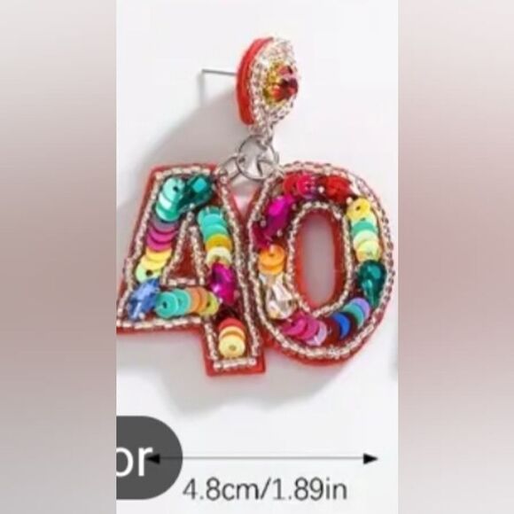 40th BIRTHDAY party sequin cute fun whimsical earrings - Picture 2 of 8